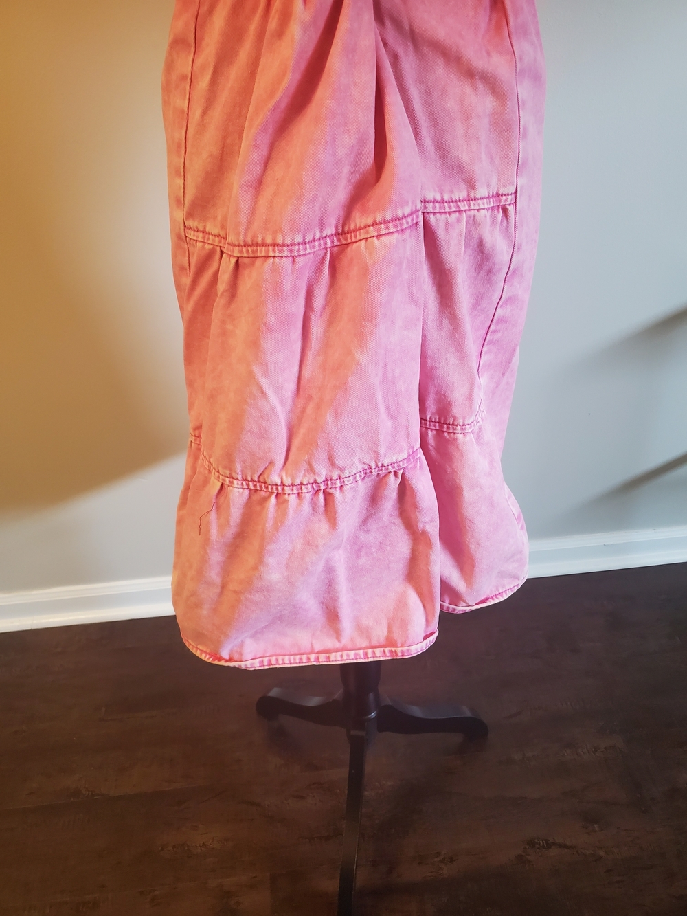 Button-Front Pink Washed Denim Dress - Picture 2 of 2